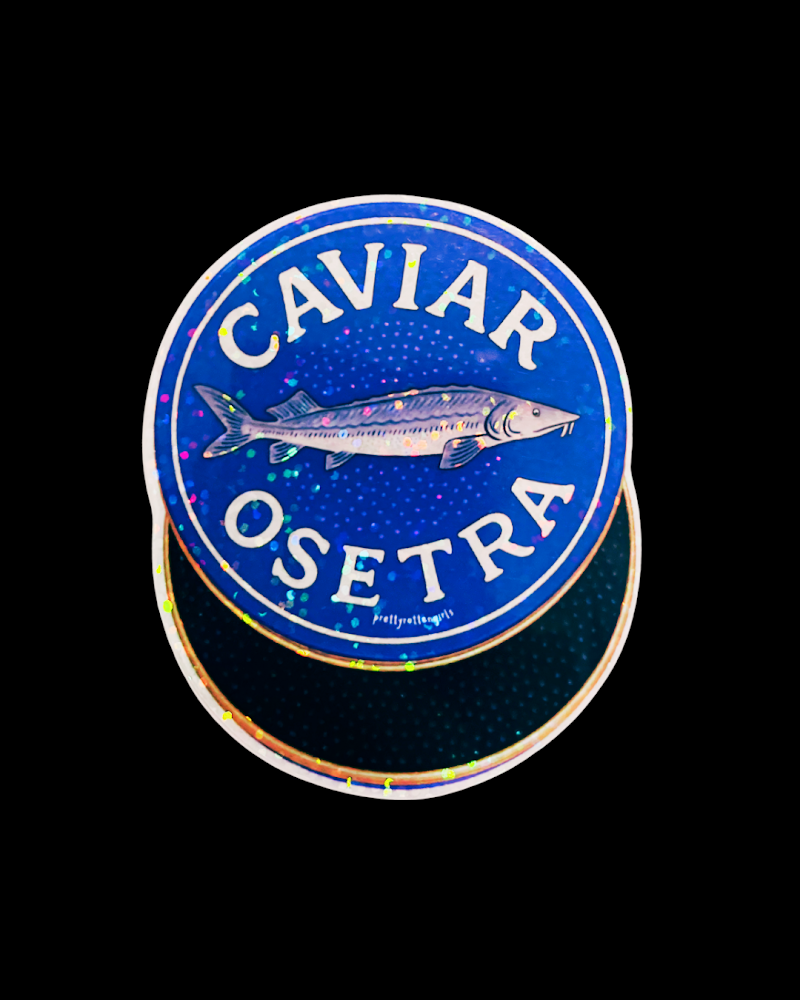 Caviar Osetra Glitter Sticker | Luxury Aesthetic Vinyl Decal | Y2K Rich Girl Sticker for Laptop, Water Bottle & Journal