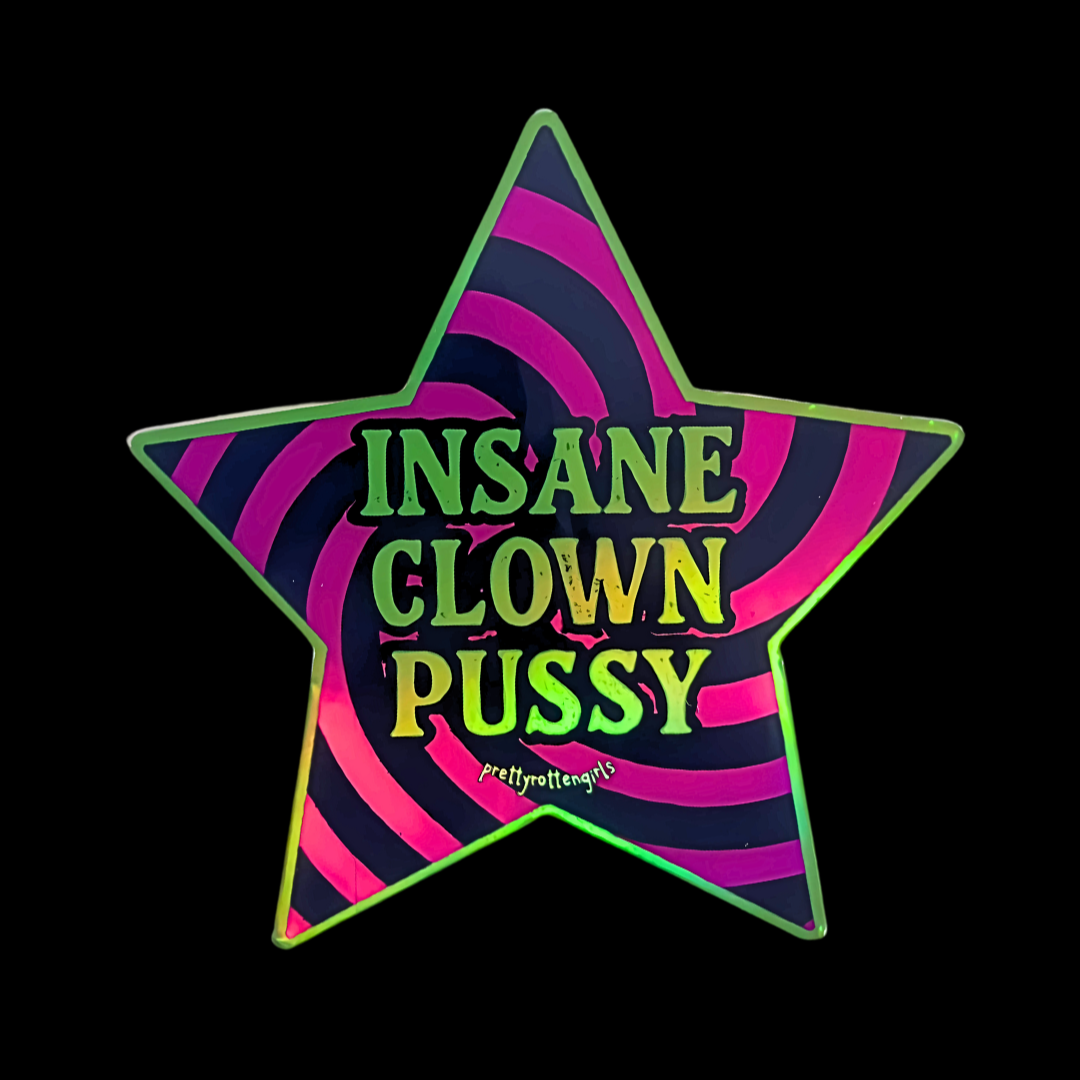 Insane Clown Pussy Sticker – Holographic Star Vinyl, Funny Clowncore Y2K Laptop/Water Bottle Decal