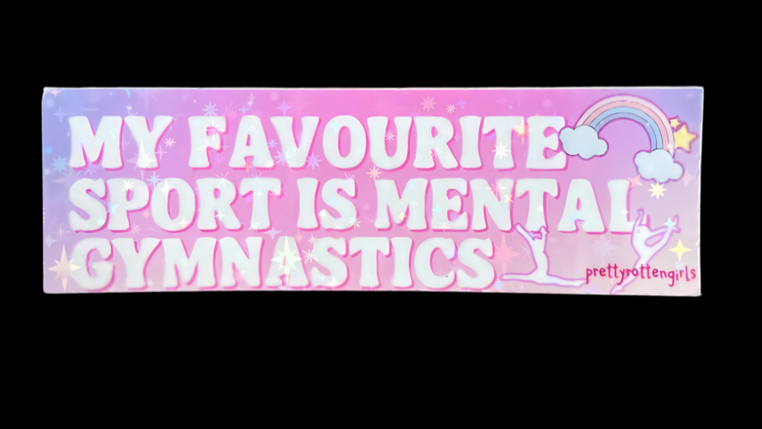 My Favourite Sport is Mental Gymnastics Sticker | Pastel Y2K Rainbow Vinyl | Funny Bumper Laptop Water Bottle Decal