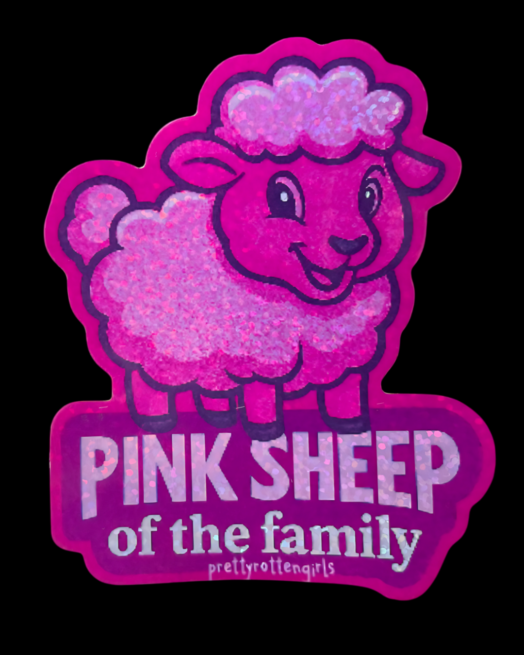 Pink Sheep of the Family Sticker | Glitter Vinyl Y2K Misfit Cute Aesthetic | Laptop, Journal, Water Bottle
