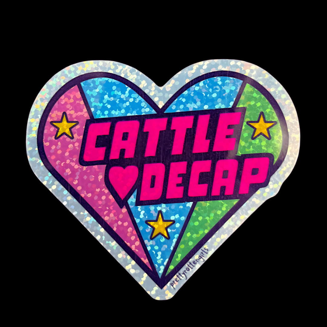 Cattle Decapitation Sparkly Sticker | Death Metal Y2K Glitter Heart Vinyl | Laptop, Water Bottle, Journal