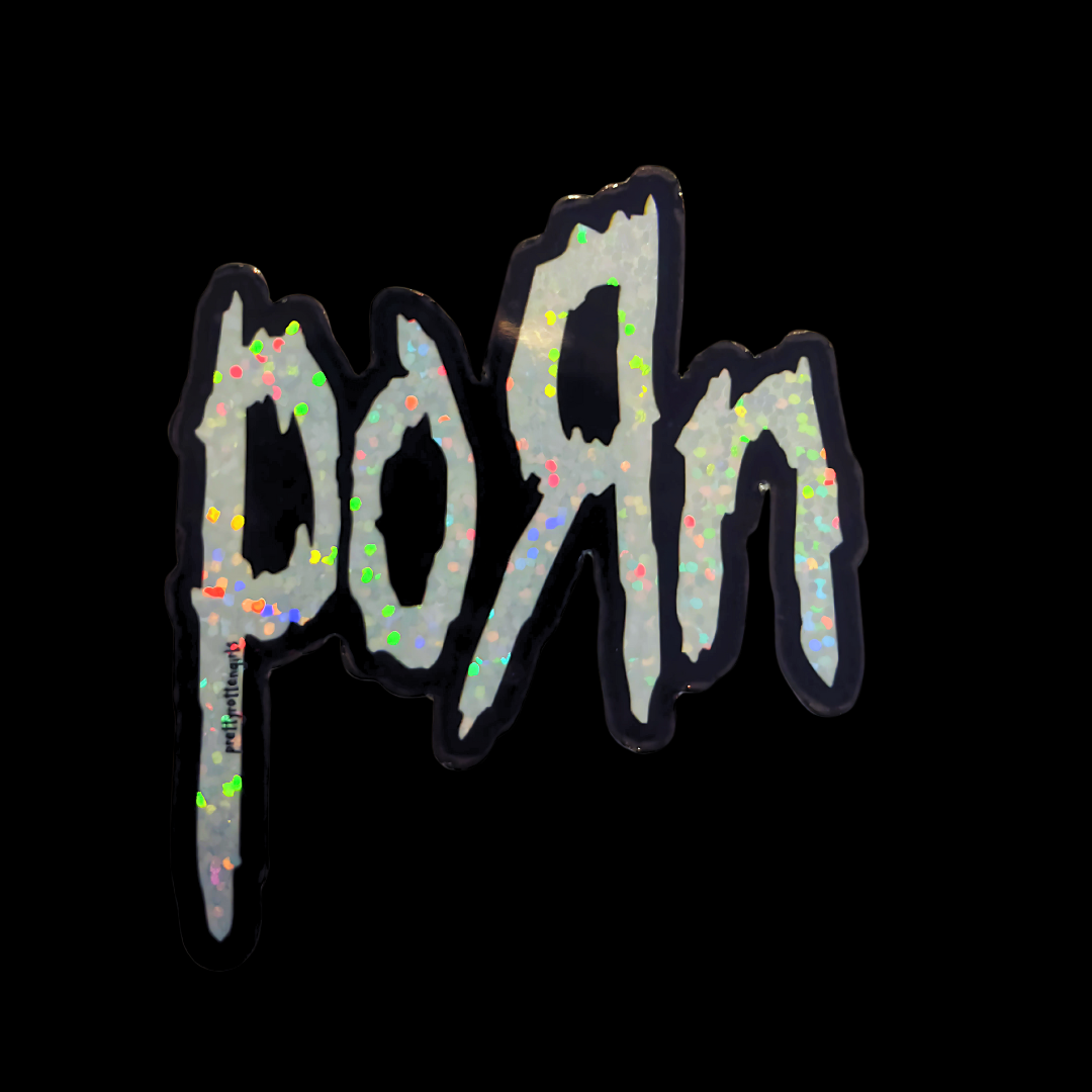 P🌟rn Sticker | Holographic Glitter Vinyl | Nu-Metal Y2K Alt Aesthetic | Durable & Fade-Resistant | Laptop, Journal, Skateboard