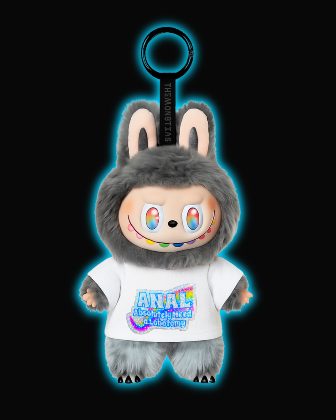 Labubu Mini T-Shirt – “Absolutely Need a Lobotomy” Holographic Tee | Funny Plush Clothes | PrettyRottenGirls Labubu Outfit