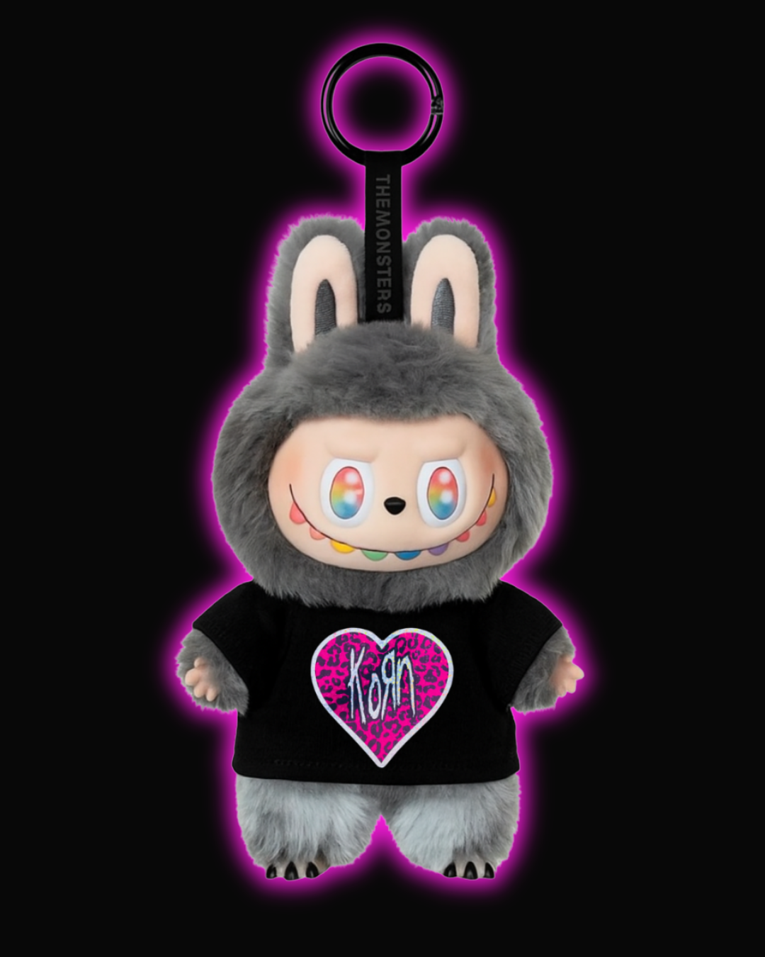 Labubu Mini T-Shirt – Glitter Pink Leopard Korn Heart Tee | Alt Plush Clothes | PrettyRottenGirls Labubu Outfit | Nu Metal Doll Shirt