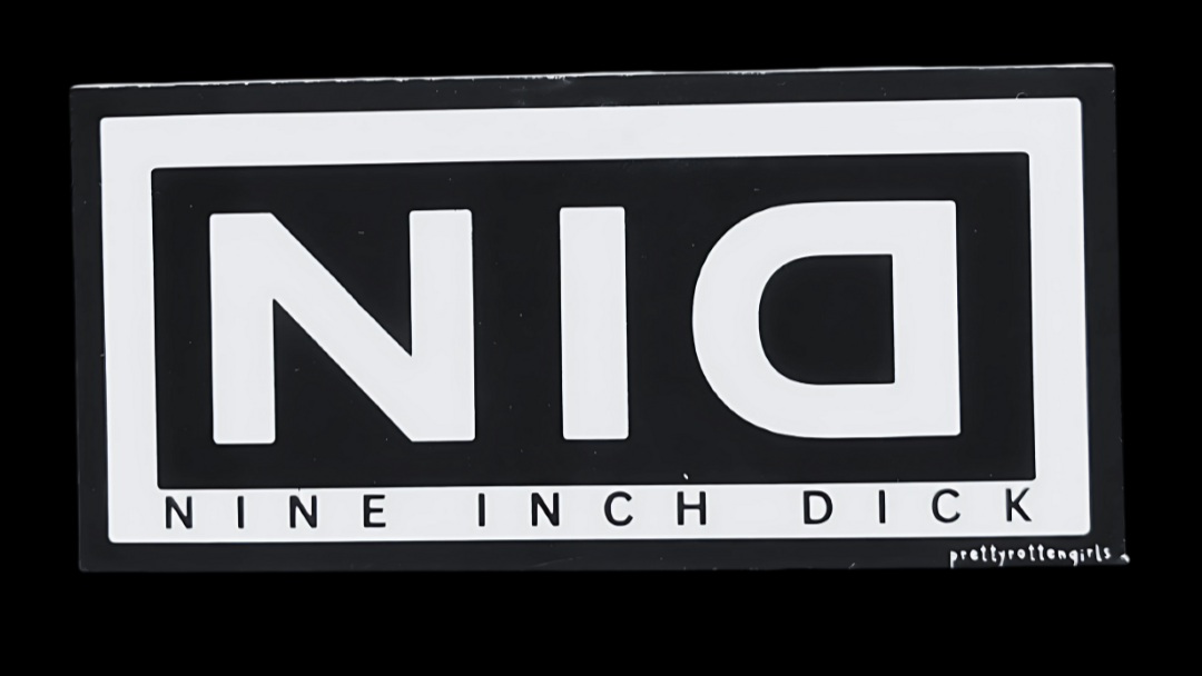 Black and white logo with 'NID' and 'Nine Inch Dick' text on a black background