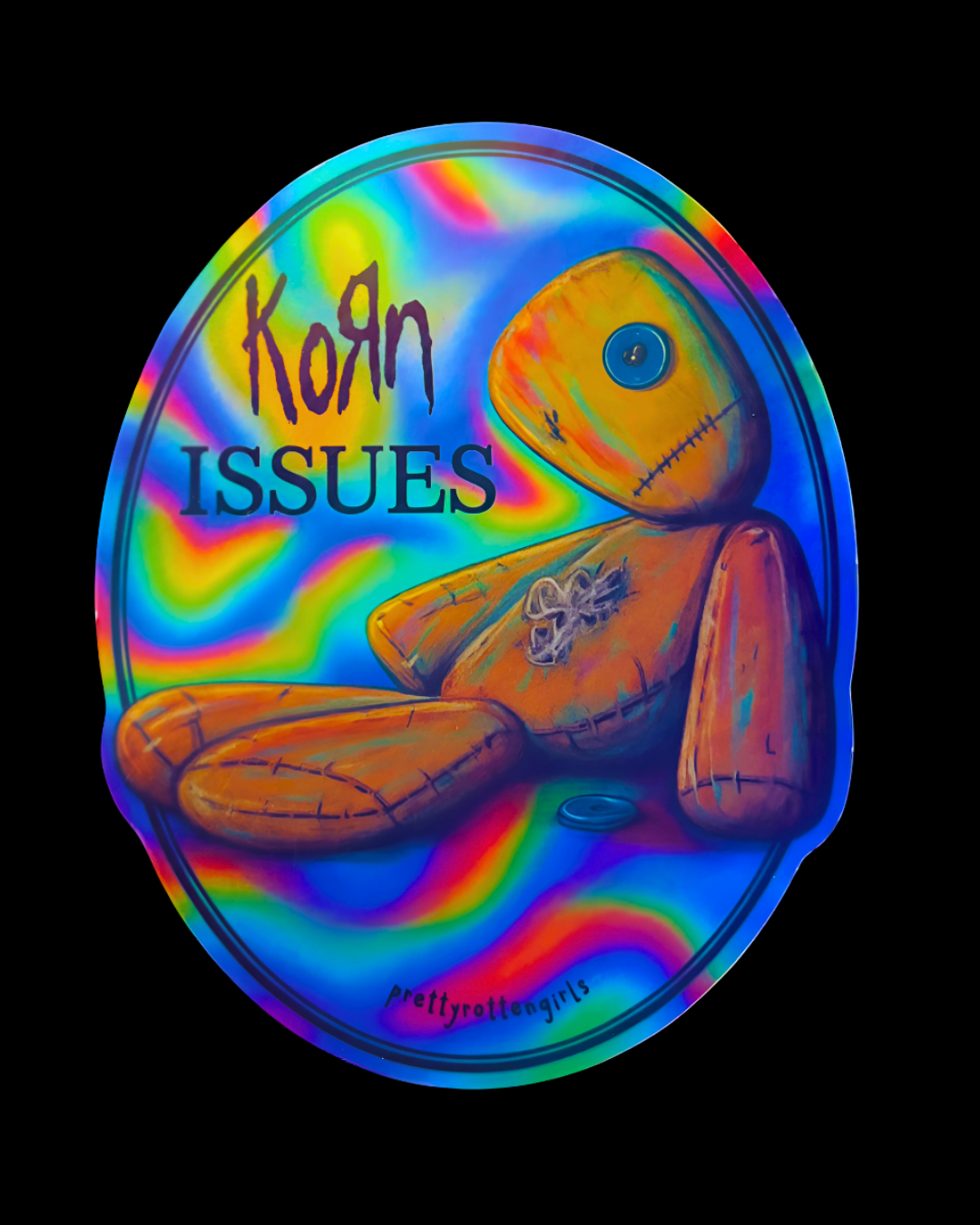 Korn Issues Holographic Sticker | Nu-Metal Y2K Rainbow Vinyl  |Fan Art| Laptop, Water Bottle, Journal