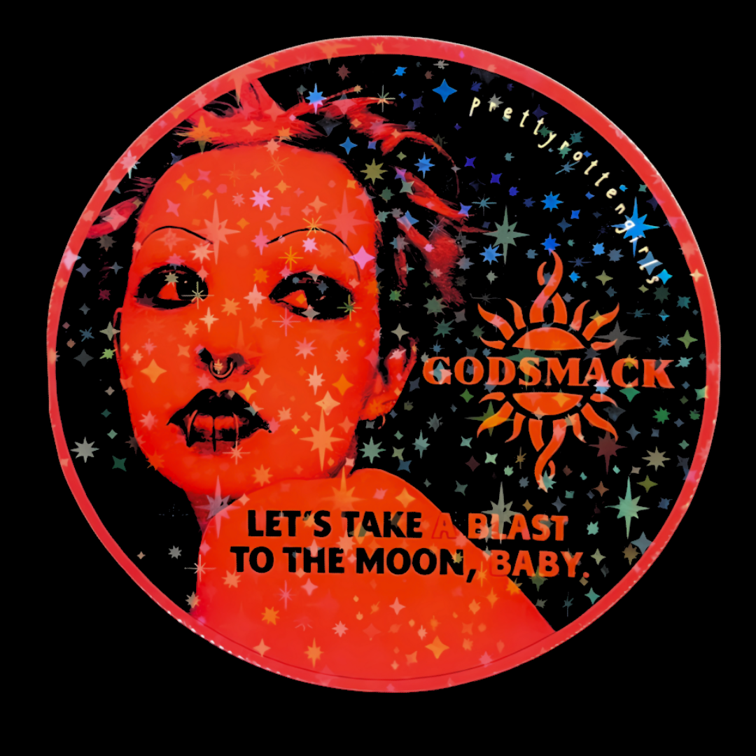 Godsmack Blast to the Moon Baby Sticker – Glitter Vinyl | Y2K Nu-Metal Fan Art by Pretty Rotten Girls
